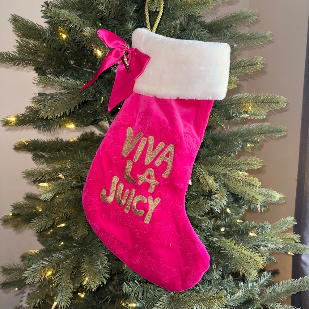 Juicy Couture Pink and Gold Holiday Stocking